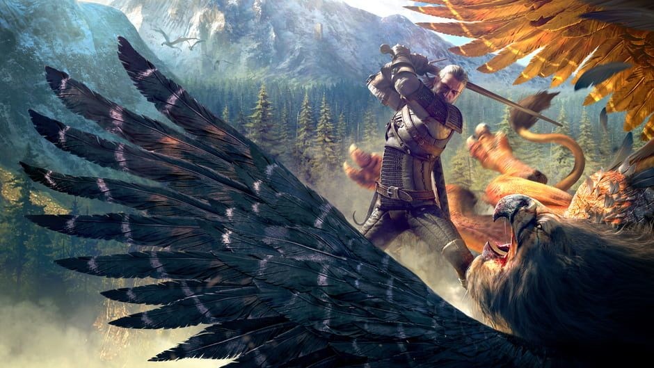 The Witcher 3 geralt e grifone art work