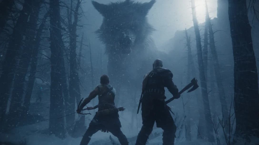 God of War Ragnarok Fenrir in the woods