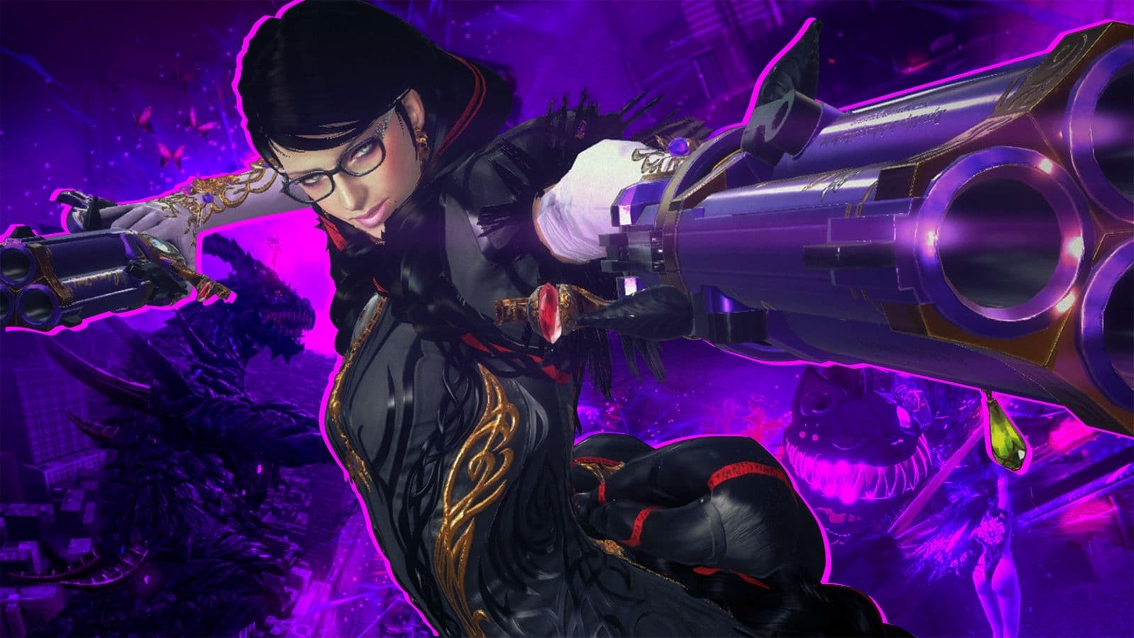 Bayonetta 3 protagonista sfondo viola