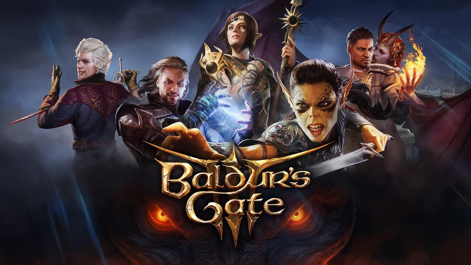 Baldur's Gate 3 copertina con titolo e personaggi