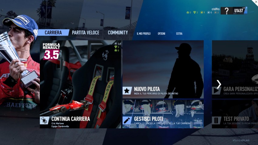 3 Project CARS schermata del menu