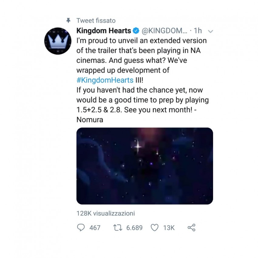 Kindom hearts 3 tweet