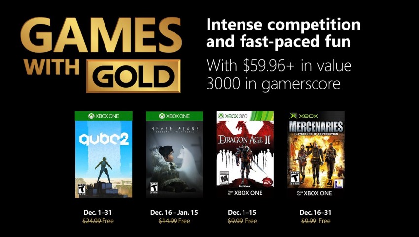 Xbox Games With Gold dicembre 2018