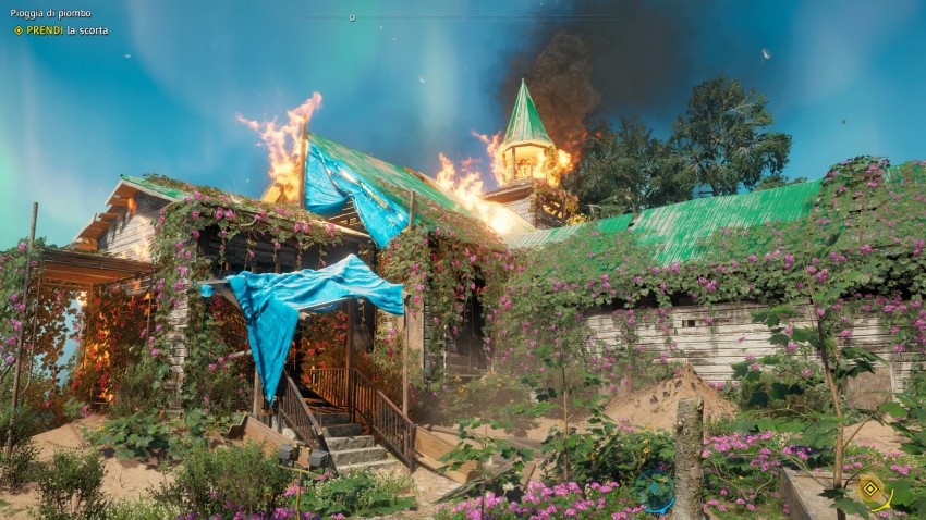 Far Cry New Dawn casa in fiamme