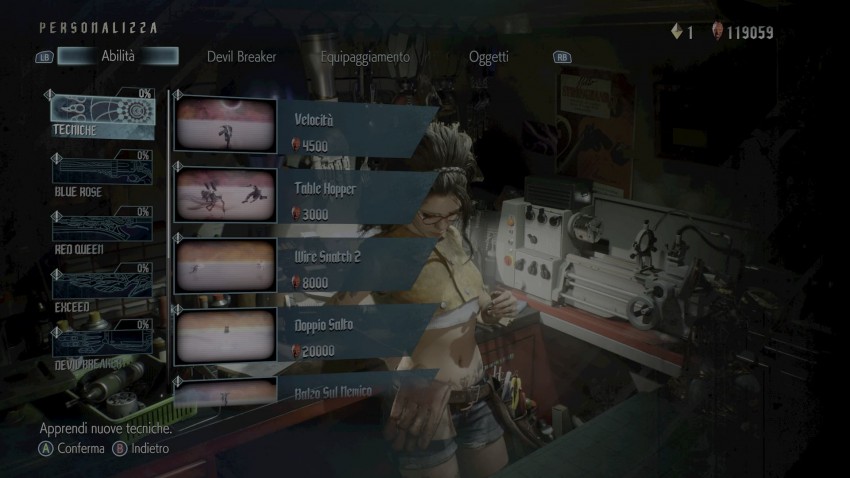 Devil May Cry 5 - menu personalizzazione