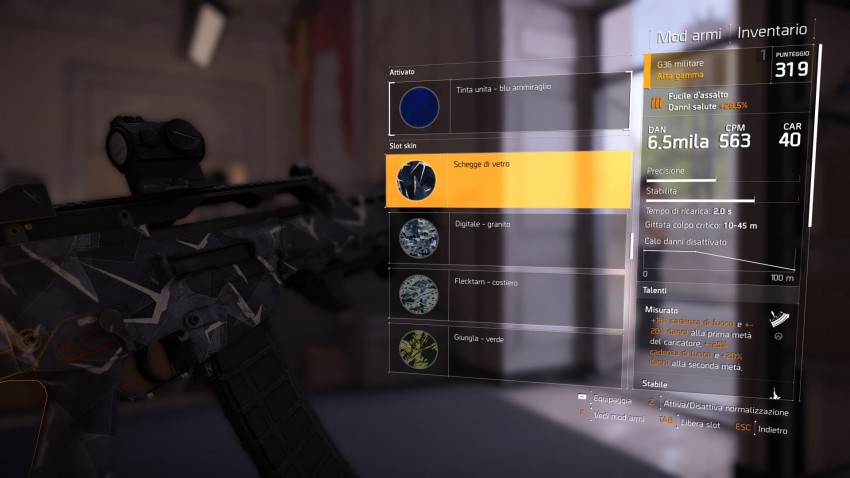 personalizzazione skin arma the division 2