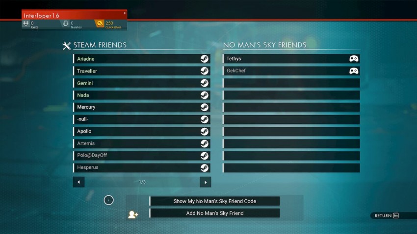 No Mans sky - lista amici cross-play