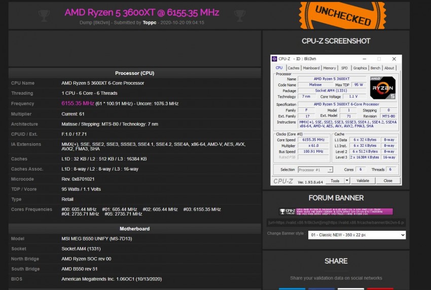 MSI benchmark con Ryzen 5 3600XT
