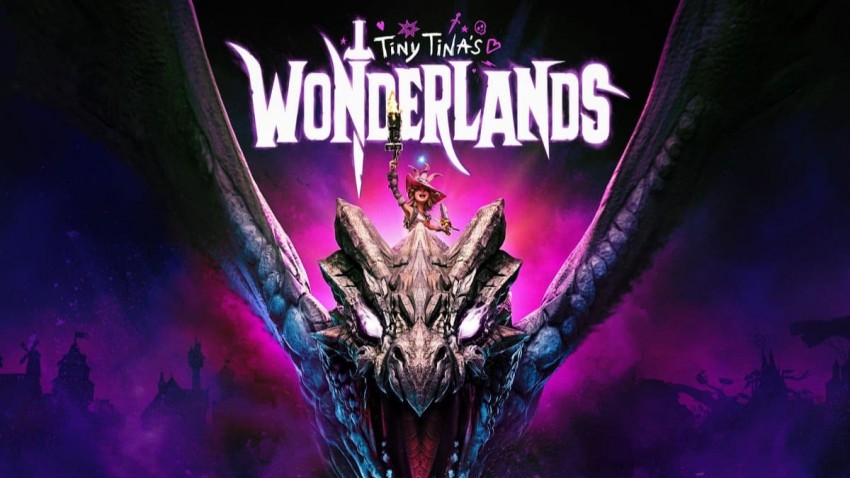 Tiny Tina's Wonderlands copertina con titolo e drago