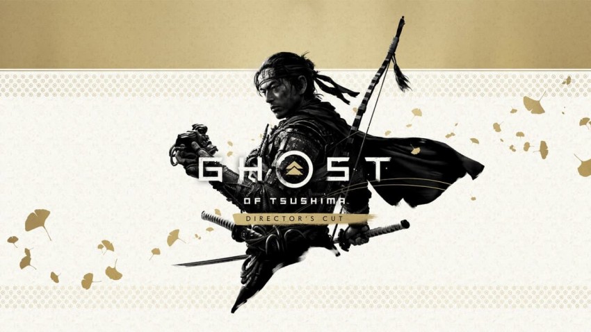 Ghost of Tsushima Director's Cut immagine dorata copertina con logo