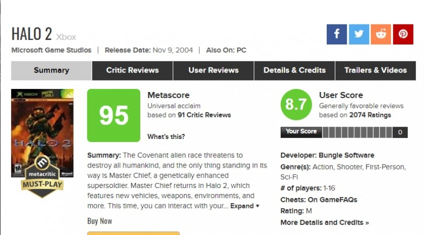 Halo 2 metascore