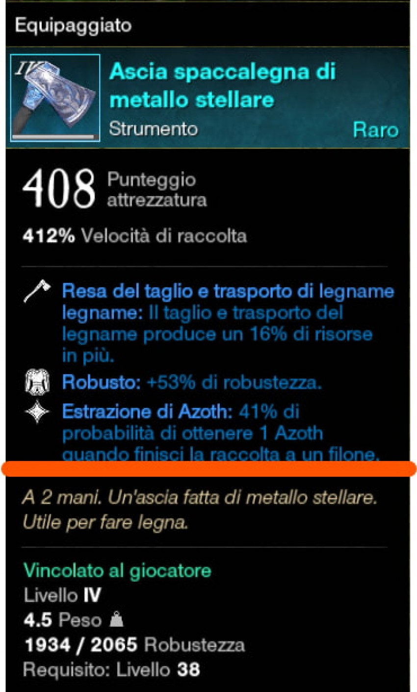 New World caratteristica attrezzo raccolta azoth