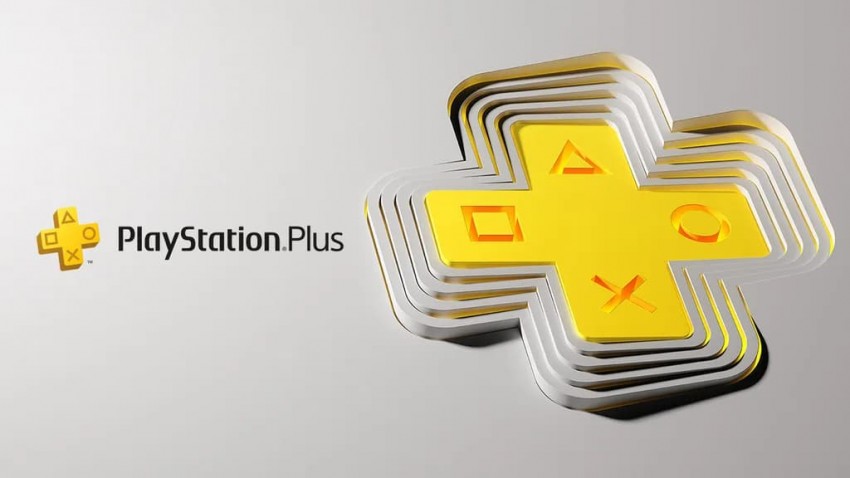 PlayStation Plus logo sfondo grigio