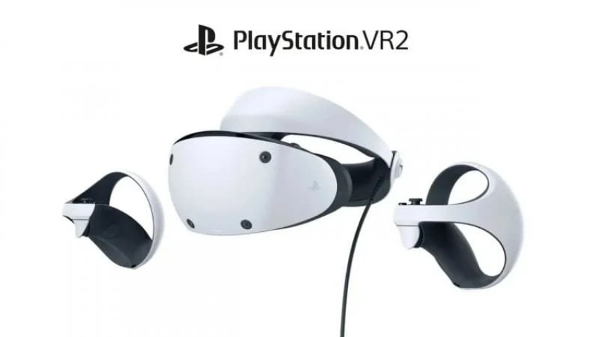 PSVR2 visore e controller sfondo bianco