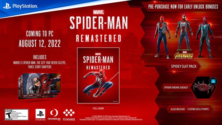 Spider-Man Remastered Pc contenuti preordine