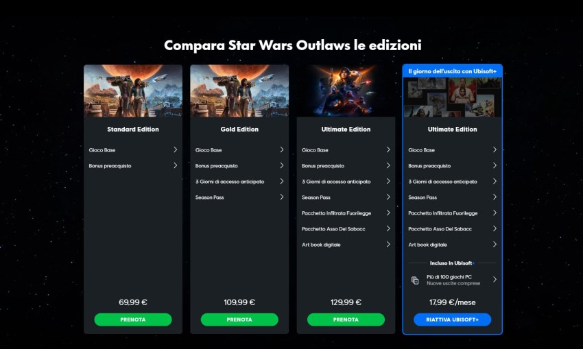Star Wars Outlaws edizioni