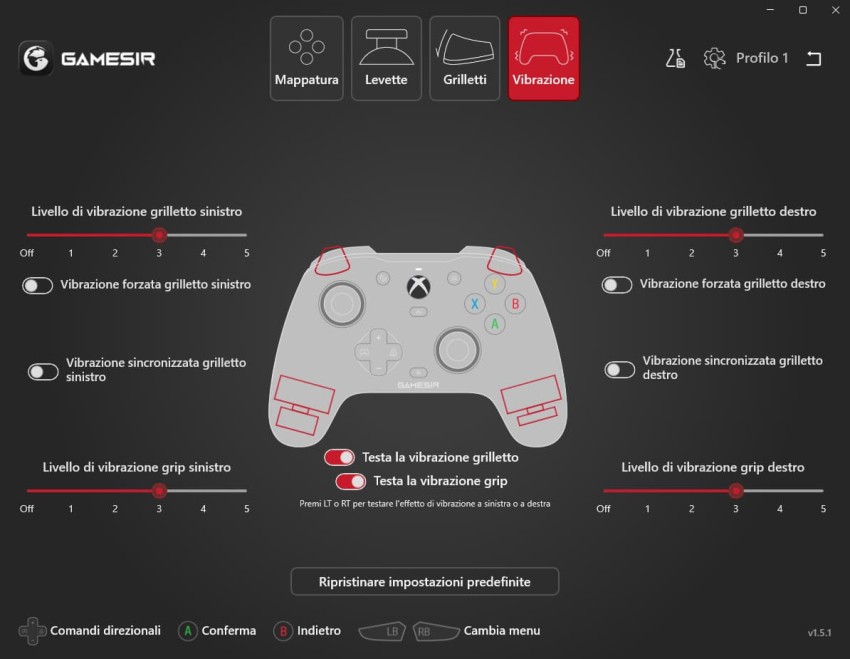 GameSir Nexys Legacy - vibrazione